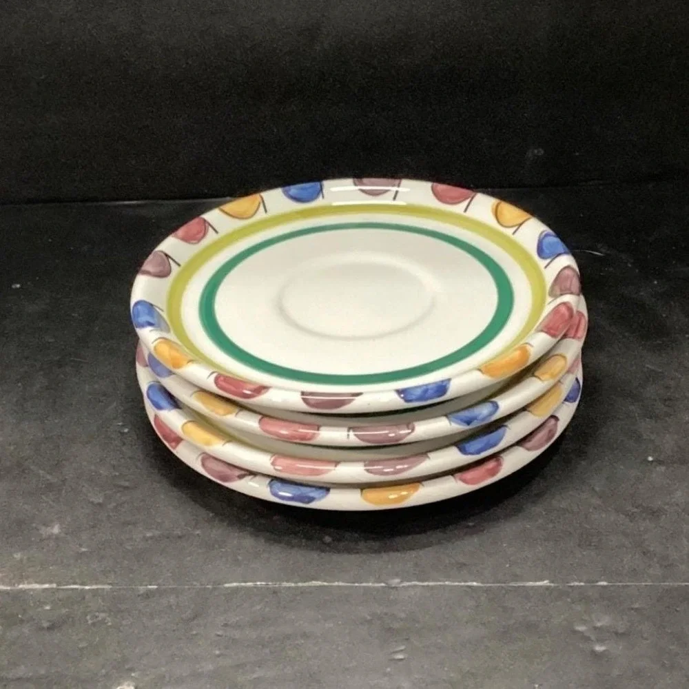 Mikasa Handcrafted Collection Salad Plates, Set of 4, Vtg Stoneware, Dinnerware